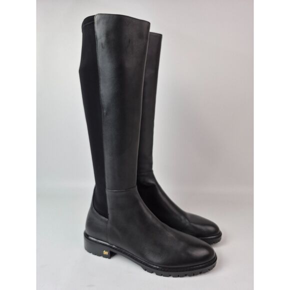 Stuart Weitzman Women's Black City Knee-High Leather Boots Size 8.5 B SJ198 - Picture 1 of 7